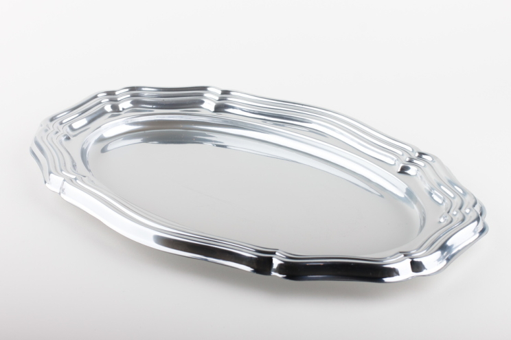 Servierplatte silber  - Polystyrol-Kunststoff -