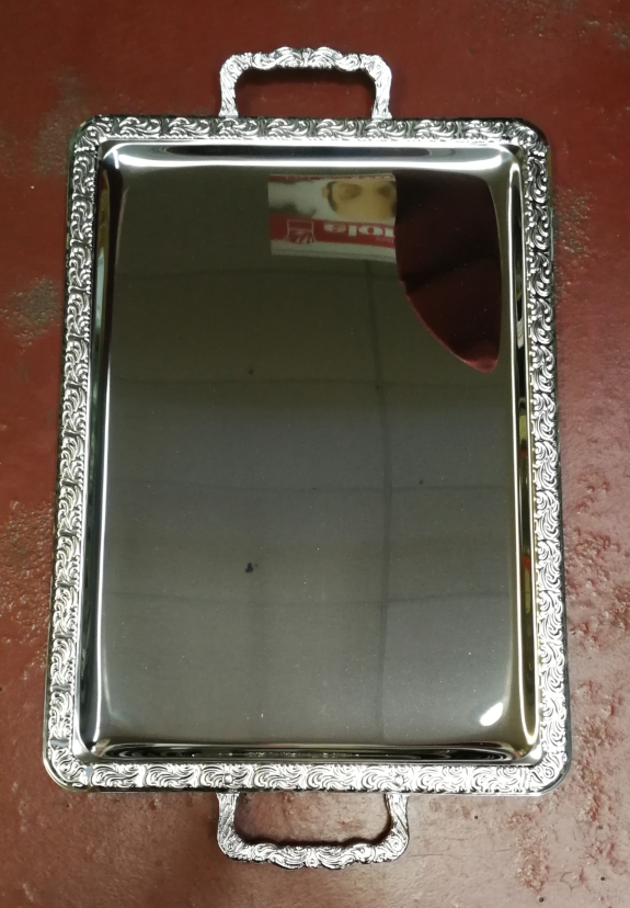 Edelstahltablett mit Dekorrand 60 x 36 cm
					mit Dekorrand
				