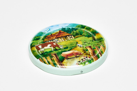Gl&auml;serdeckel &Oslash;82mm
					- Bauernmotiv -
				