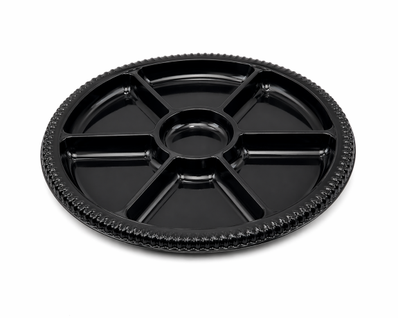 Partyplatte rund schwarz mit Einteilung 
					&oslash; 30 cm
				