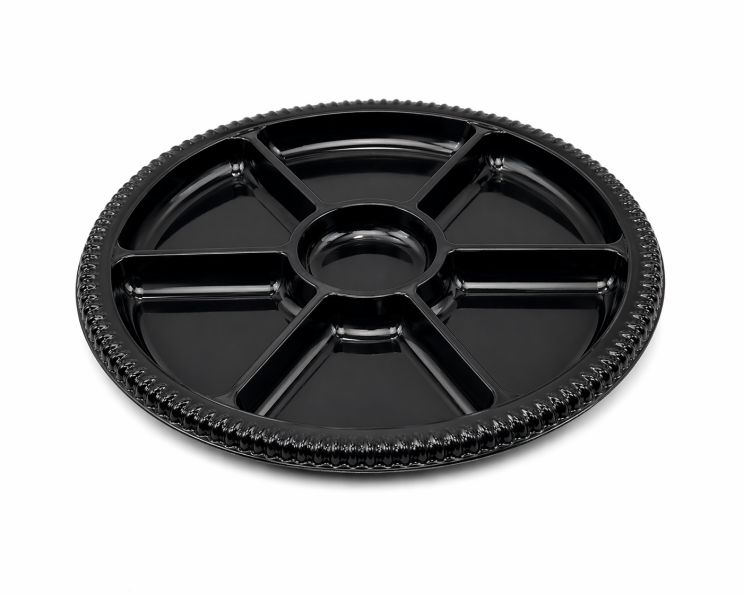 Partyplatte rund schwarz mit Einteilung  ø 30 cm