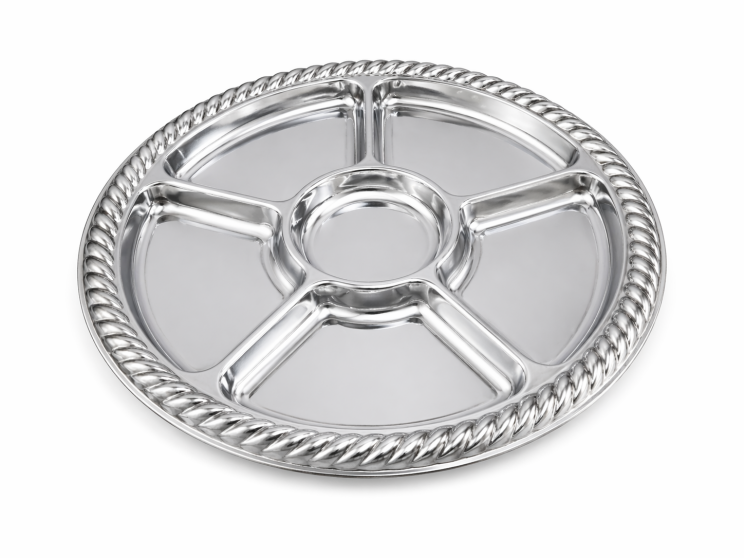 Partyplatte rund silber mit Einteilung  ø 40 cm