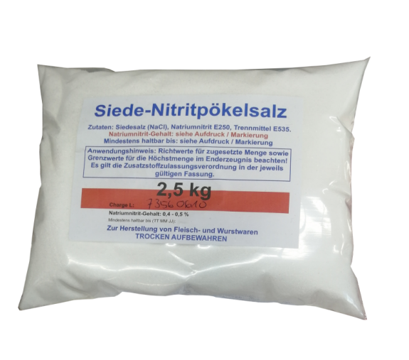 P&ouml;kelsalz 2,5 kg 
					Nitritp&ouml;kelsalz 0,4-0,5 %
				