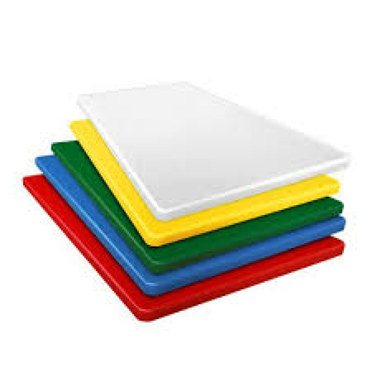 Schneidbrett 53 x 32,5 x 2 cm - Weiß / Blau / Grün / Gelb / Braun / Rot -