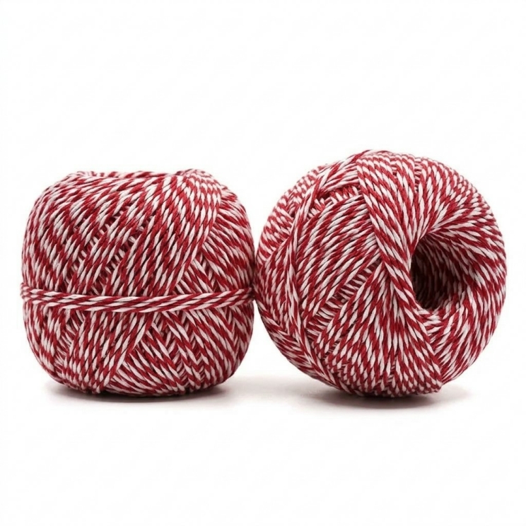 Wurstgarn 3-fach 200 g - rot/weiß -